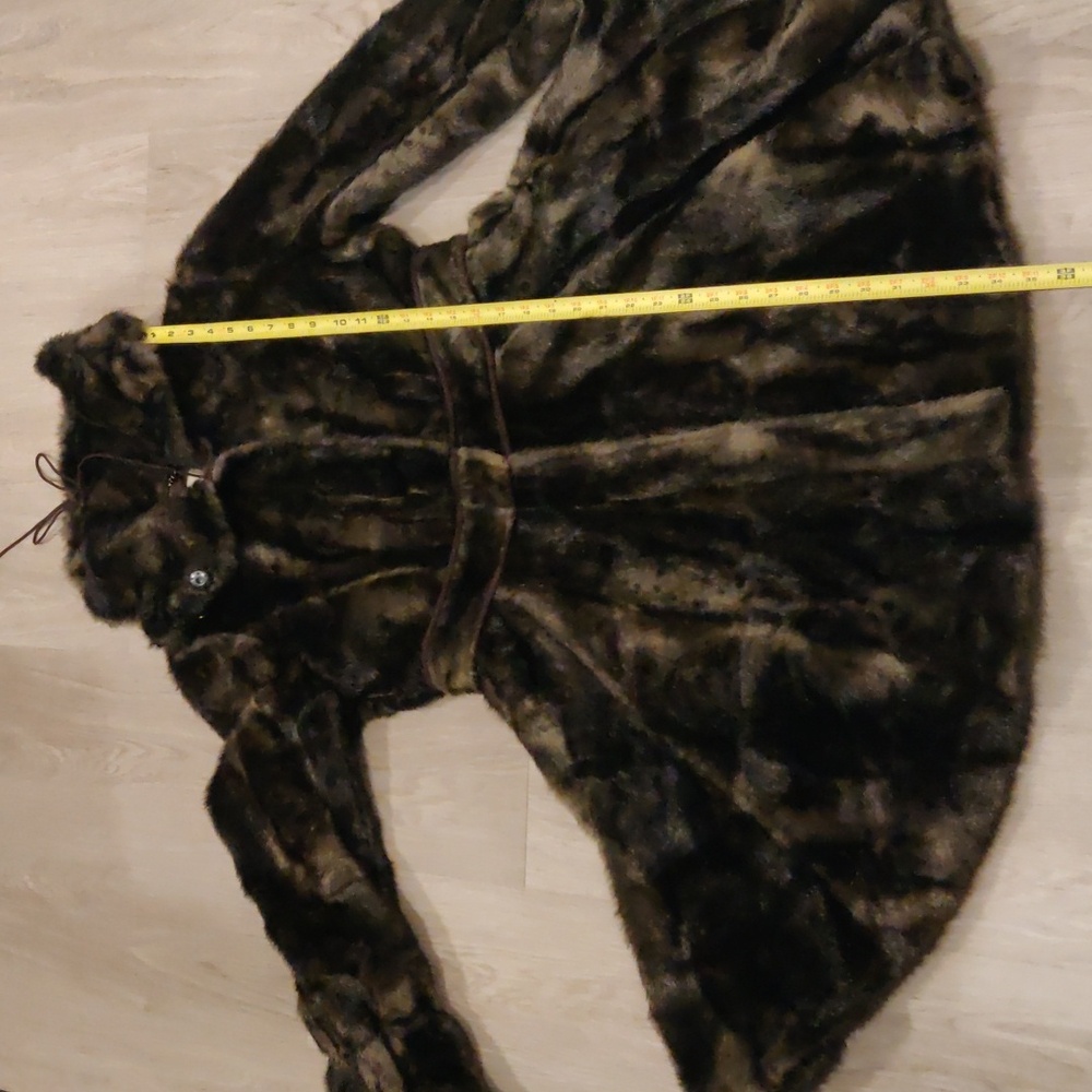 Laundry By Shelli Segal Dark Brown Faux Fur Imitation Mink Fur Outdoors Y2K Retr - Picture 9 of 12
